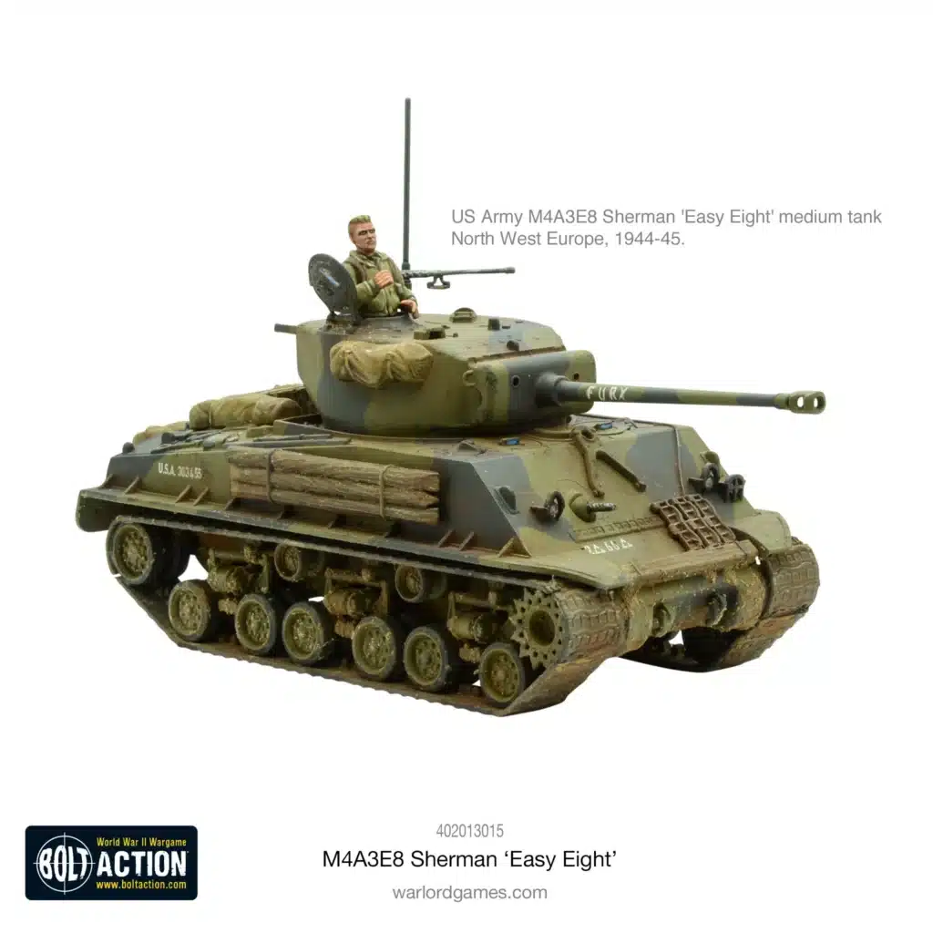 Bolt Action M4A3E8 Sherman Easy Eight vous permettent de revivre la bataille emblématique des Ardennes de la deuxieme guerre mondiale