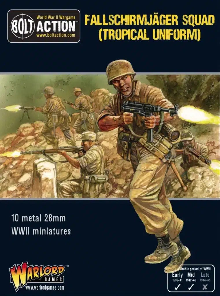 Bolt Action German Fallschirmjager squad (tropical Uniform) vous permettent de revivre la bataille emblématique des Ardennes de la deuxieme guerre mondiale