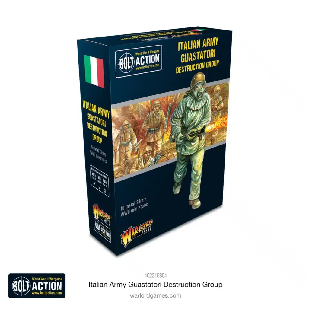 Bolt Action Italian Army Guastatori Destruction Group vous permettent de revivre la bataille emblématique des Ardennes de la deuxieme guerre mondiale