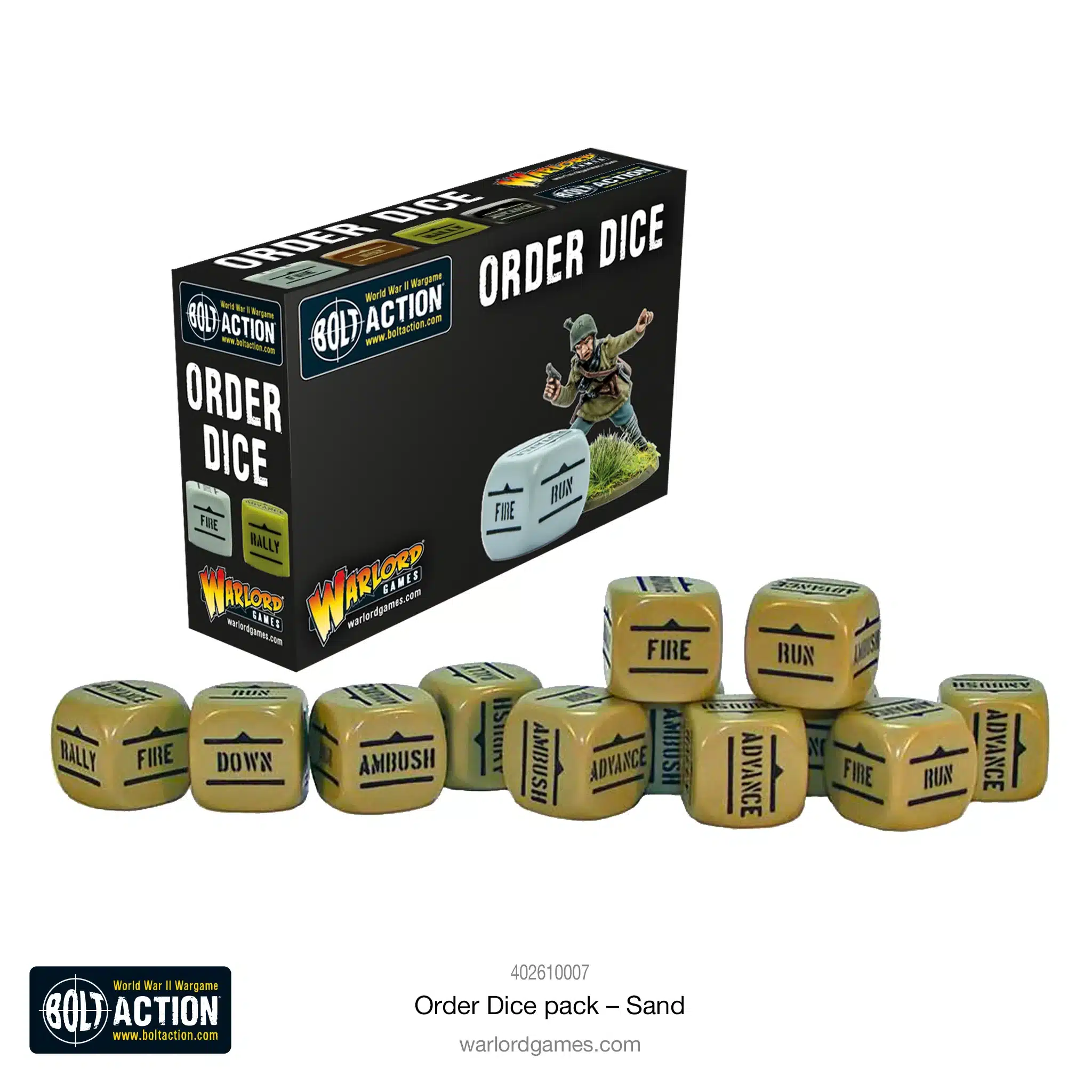 Bolt Action: Orders Dice Pack - Sand vous permettent de revivre la bataille emblématique des Ardennes de la deuxieme guerre mondiale