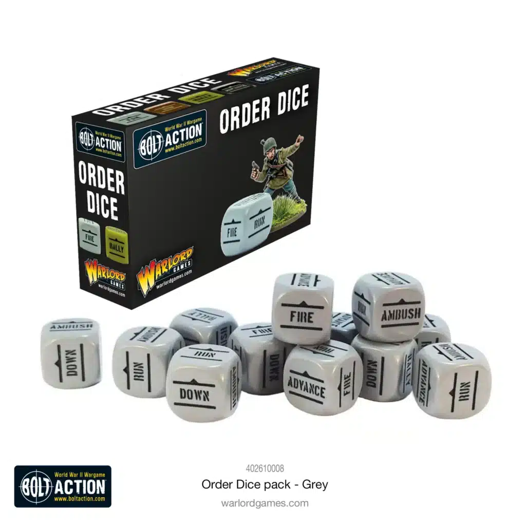 Bolt Action: Orders Dice Pack - Grey vous permettent de revivre la bataille emblématique des Ardennes de la deuxieme guerre mondiale