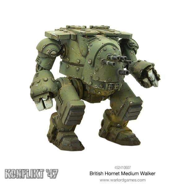 Konflikt '47 GB Hornet Medium Walker est l'une des sorties qui accompagne le nouveau starter du jeu de warlord games appelé konflikt 47