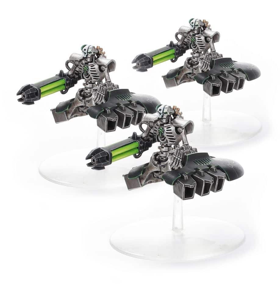 Découvrez les nouveautés de Games Workshop pour Warhammer 40k avec Necrons Escadron de destroyers Lokhusts, armée emblématique d'immortels