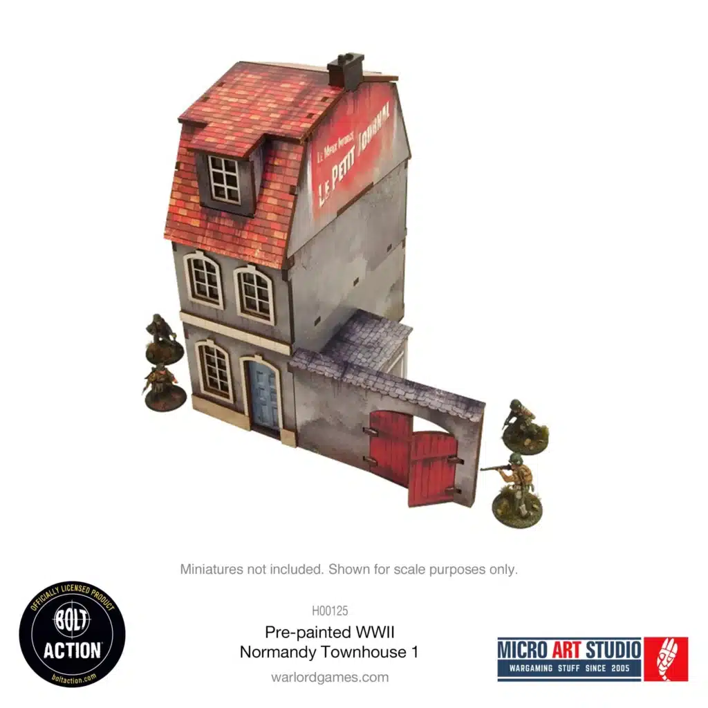 Pre-painted WWII Normandy Townhouse 1 fait partie d'une serie superbe de decors prepeints pour bolt action ou jeux equivalents