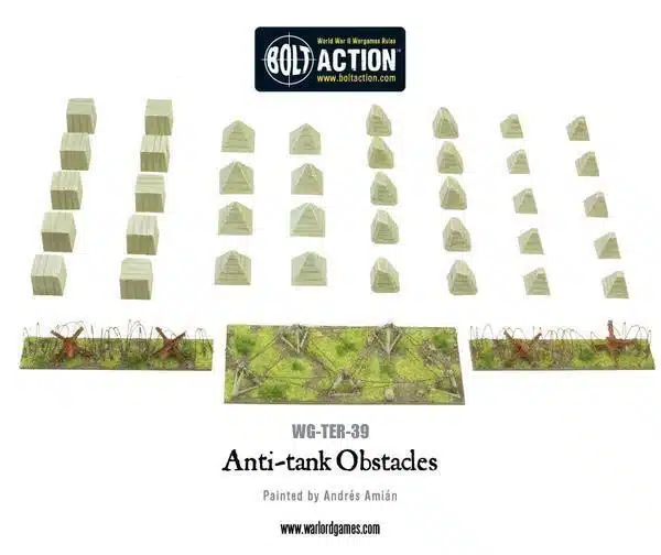 Bolt Action Anti-Tank Obstacles est un coffret parfait pour donner vie à vos champs de bataille. Il propose un ensemble de murs pour garnir vos tables