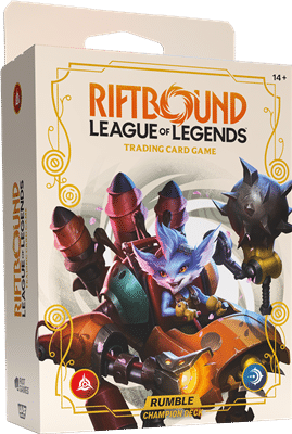 Découvrez le nouveau TCG Riftbound: League of Legends avec le Riftbound Rumble Champion Deck accompagnant de multiples autres produits
