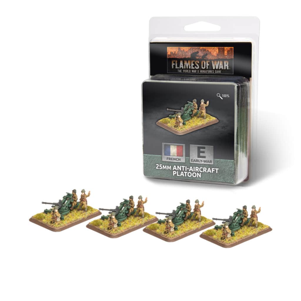 French 25mm AA Platoon (x4 guns) fait partie des nouveautées de cette superbe sortie si chère aux français de Flames of War Early War