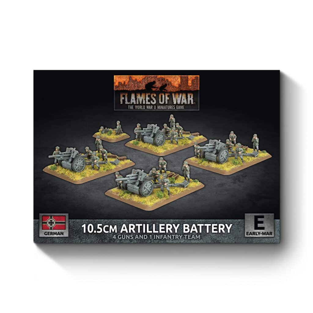 Flames of War : German 10.5cm Artillery Battery fait partie des nouveautées de cette superbe sortie si chère aux français de Flames of War Early War