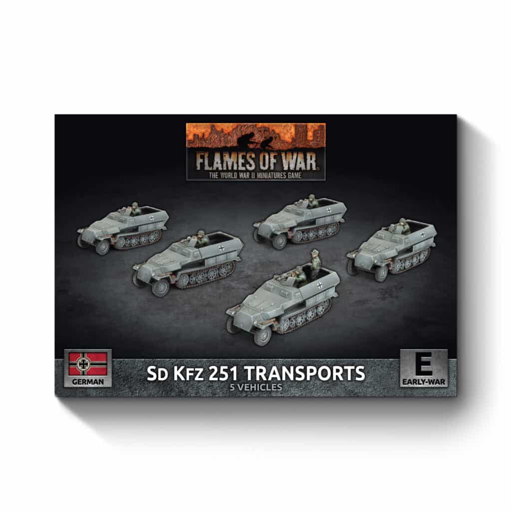 Flames of War : German Sd Kfz 251 half-track Transport Platoon fait partie des nouveautées de cette superbe sortie si chère aux français de Flames of War Early War