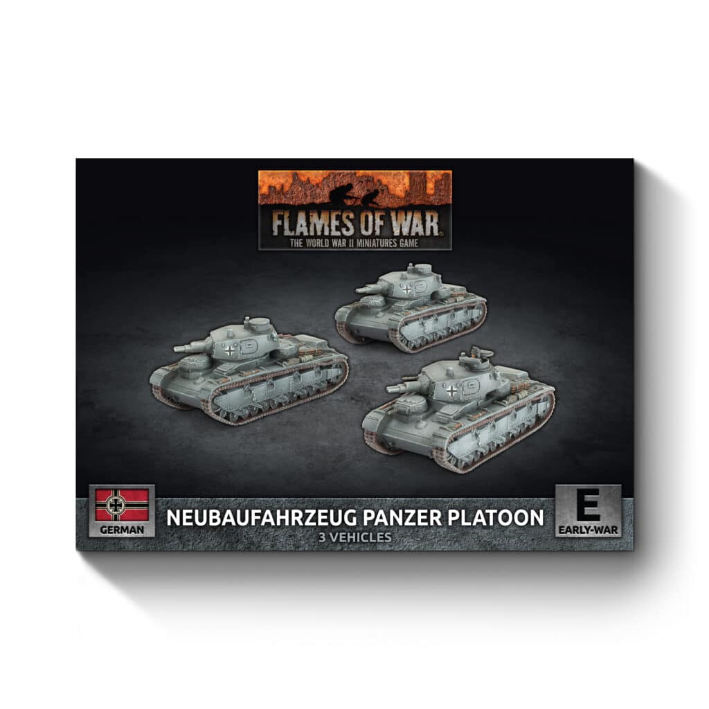 Flames of War : German Neubaufahrzeug Panzer Platoon fait partie des nouveautées de cette superbe sortie si chère aux français de Flames of War Early War