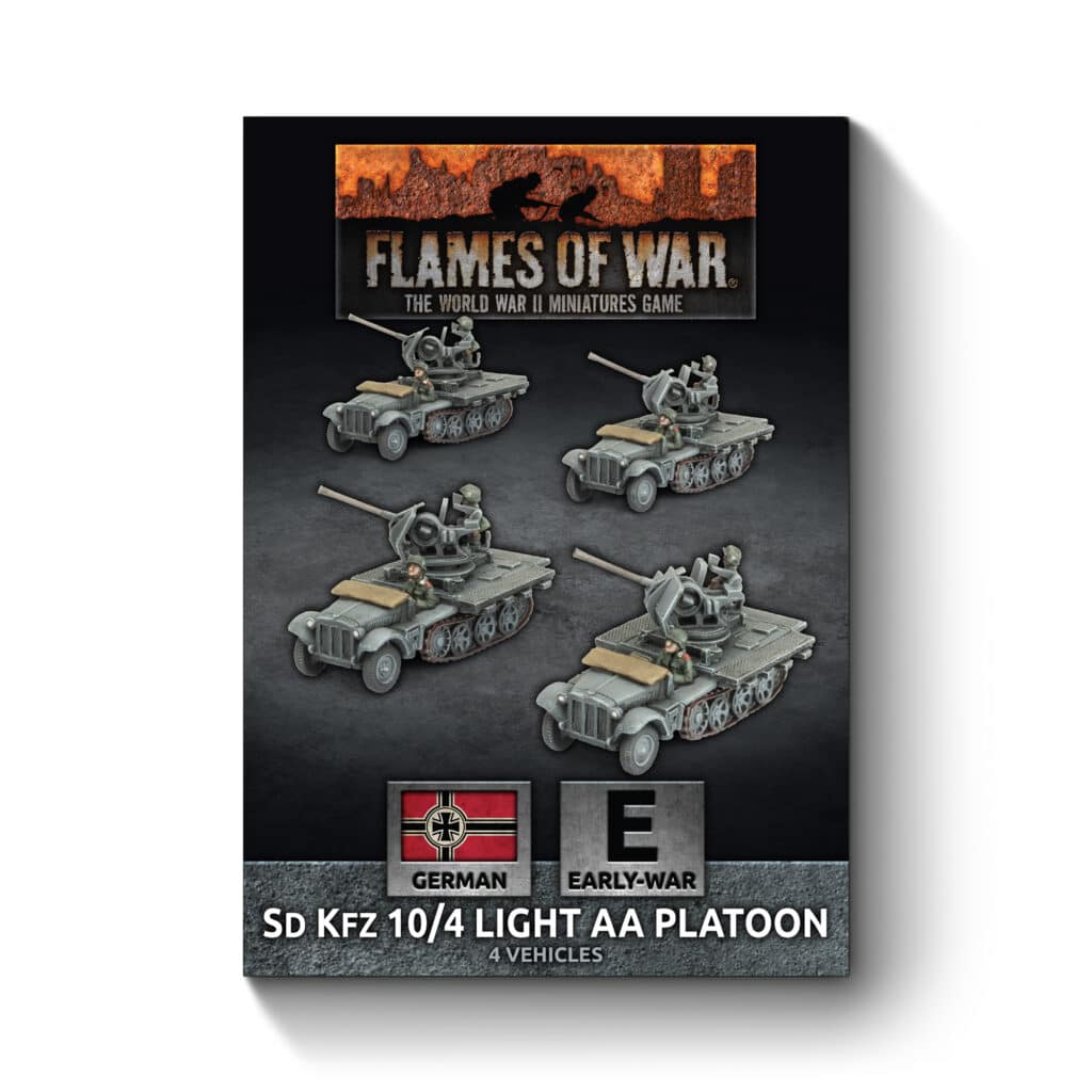 Flames of War : German Sd Kfz 10/4 (2cm) Light AA Platoon fait partie des nouveautées de cette superbe sortie si chère aux français de Flames of War Early War