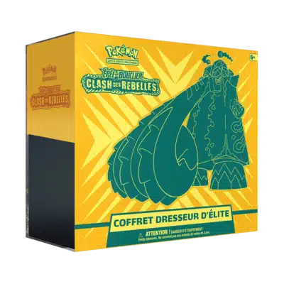 Pokemon ETB Clash des rebelles est un moyen simple et original de collectionner votre série préféré. Tout les boosters seront envoyés protégés.
