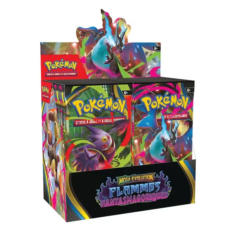 La Pokemon Display de 36 boosters ME02: Flammes Fantasmagoriques permet aux joueurs et joueuses de Pokemon