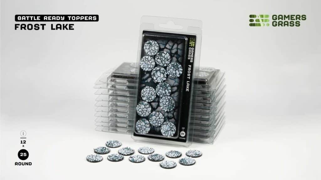 Gamers grass Frost Lake Round 25mm x12 est une superbe nouveautées pour magnifier la peinture de figurines grâce à Gamergrass