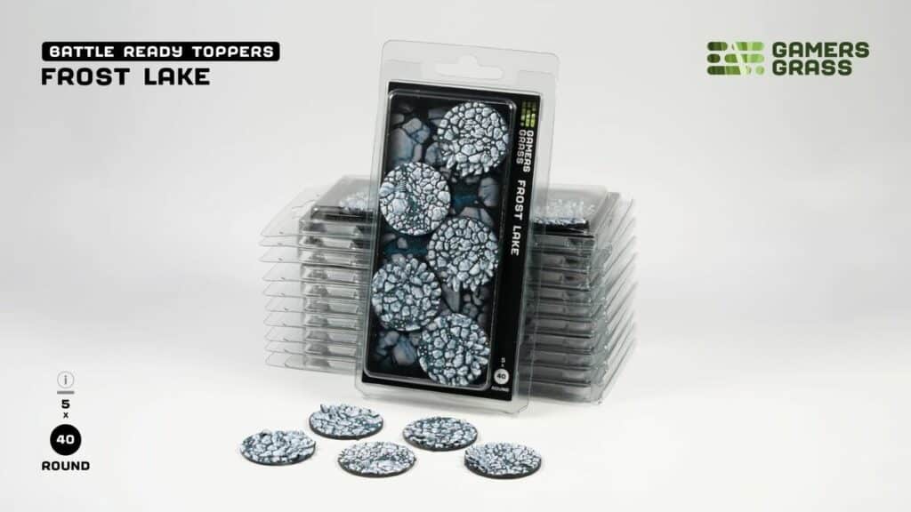 Gamers grass Frost Lake Round 40mm x5 est une superbe nouveautées pour magnifier la peinture de figurines grâce à Gamergrass