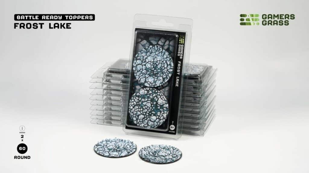Gamers grass Frost Lake Round 60mm x2 est une superbe nouveautées pour magnifier la peinture de figurines grâce à Gamergrass
