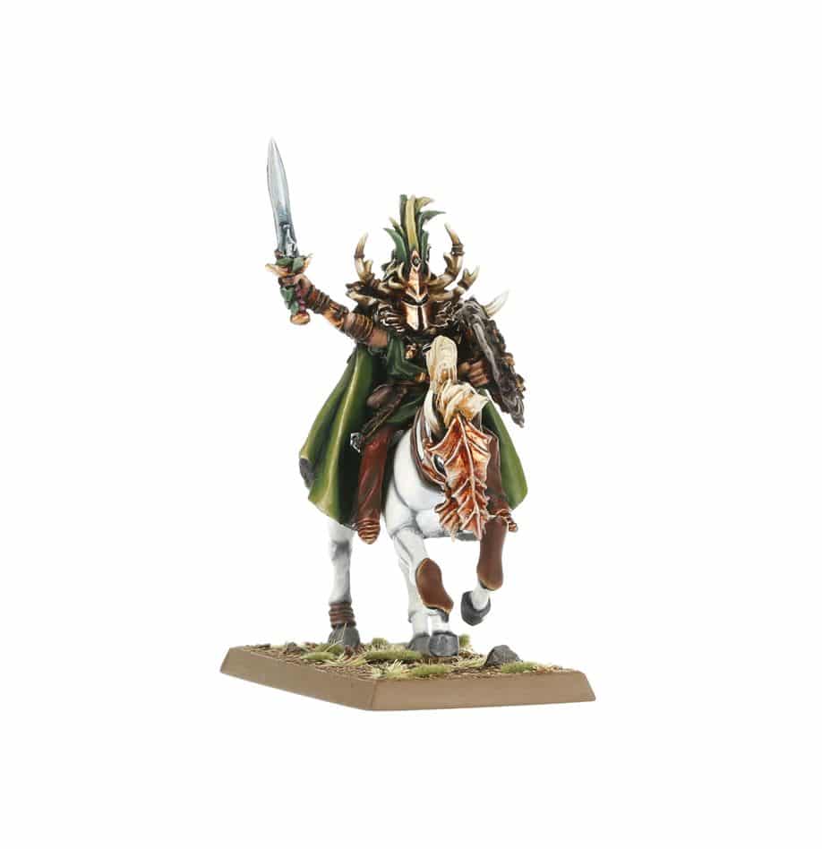 Old World Wood Elf Noble Elfe Sylvain sur Coursier Elfique accompagne les superbes sorties des Wood Elf pour le jeu Warhammer The Old World , cette armée rapide et mortelle