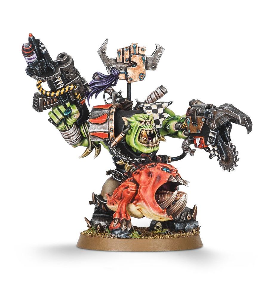 Ork : Boss de Guerre Ork avec Squig d'Attak est une figurine emblématique des armées populeuses et brutalkes des orks fléau de l'humanité .