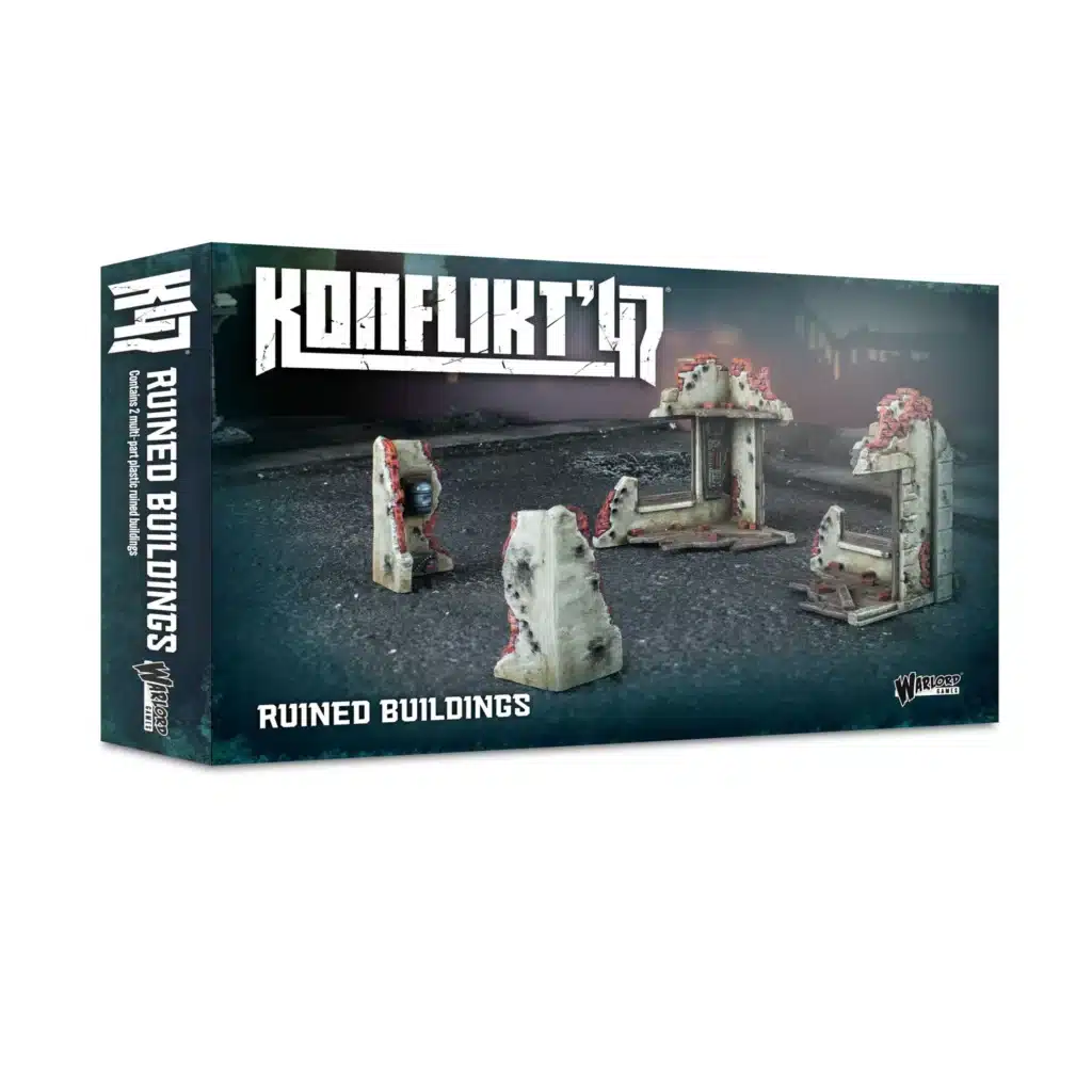 Konflikt '47 Ruined Building est l'une des sorties qui accompagne le nouveau starter du jeu de warlord games appelé konflikt 47