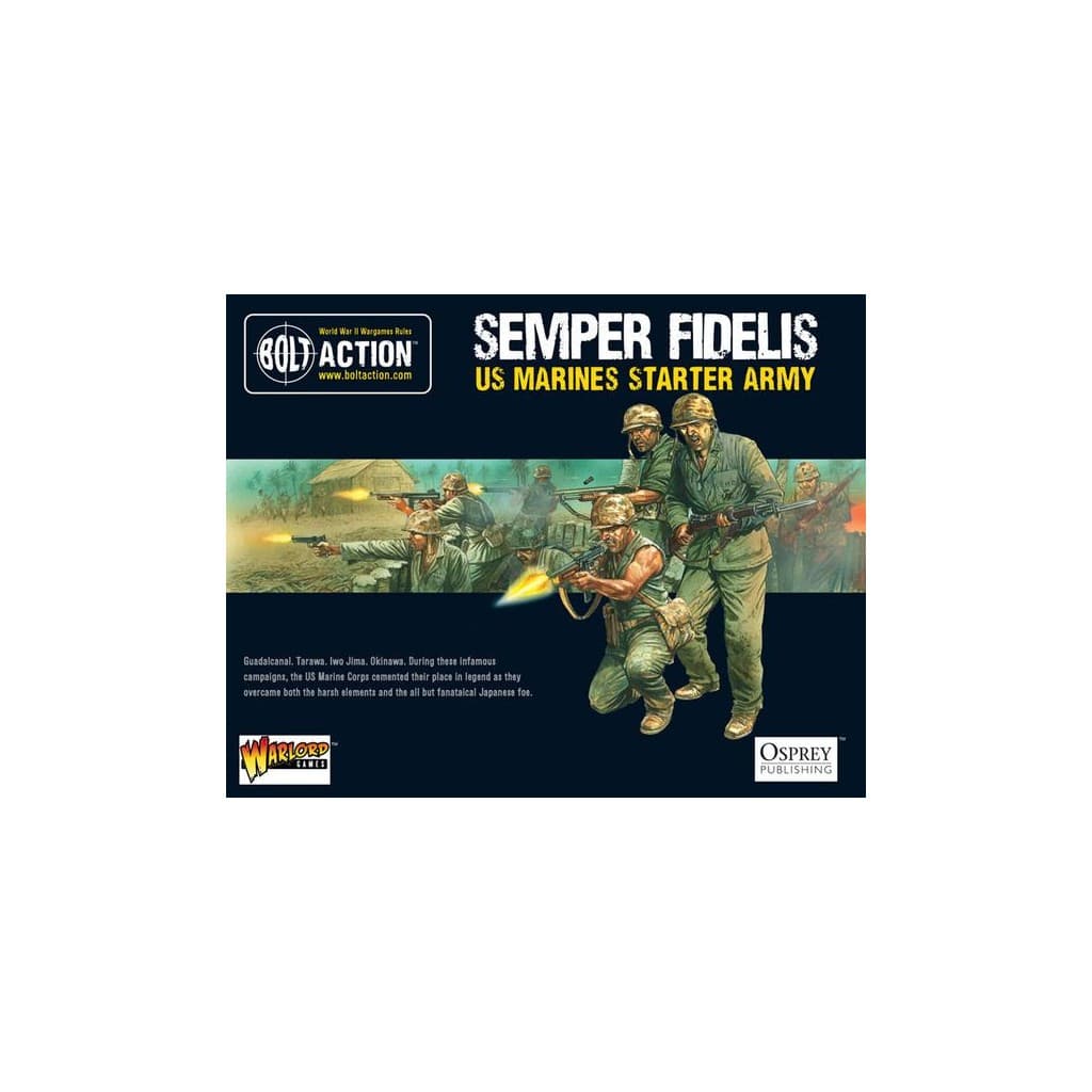 Semper Fidelis: US Marines Starter Army est un starter parfait pour commencer ou compléter votre armées des US Marines pour Bolt Action