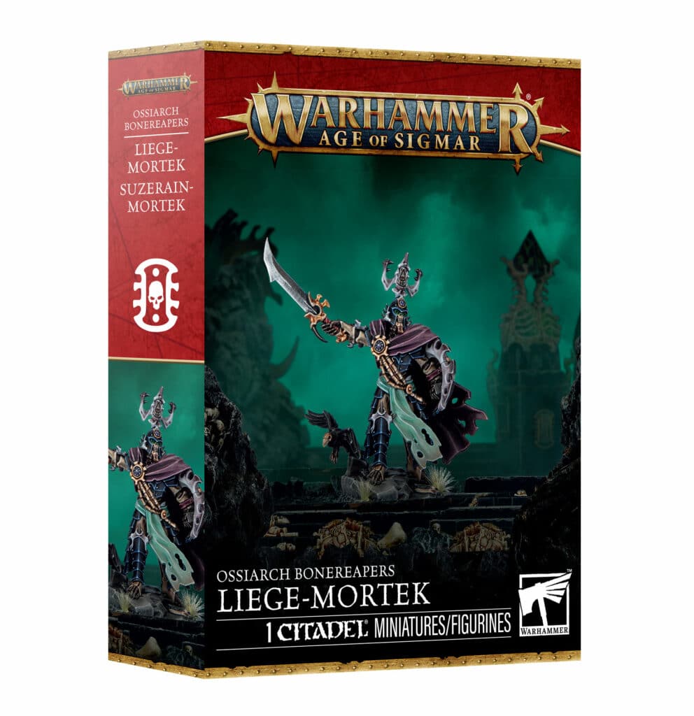 Découvrez les nouveautés Games Workshop avec l'Ossiarch Bonereapers Liege Mortek Suzerain Morteks , de superbes figurines à venir pour votre armée favorite