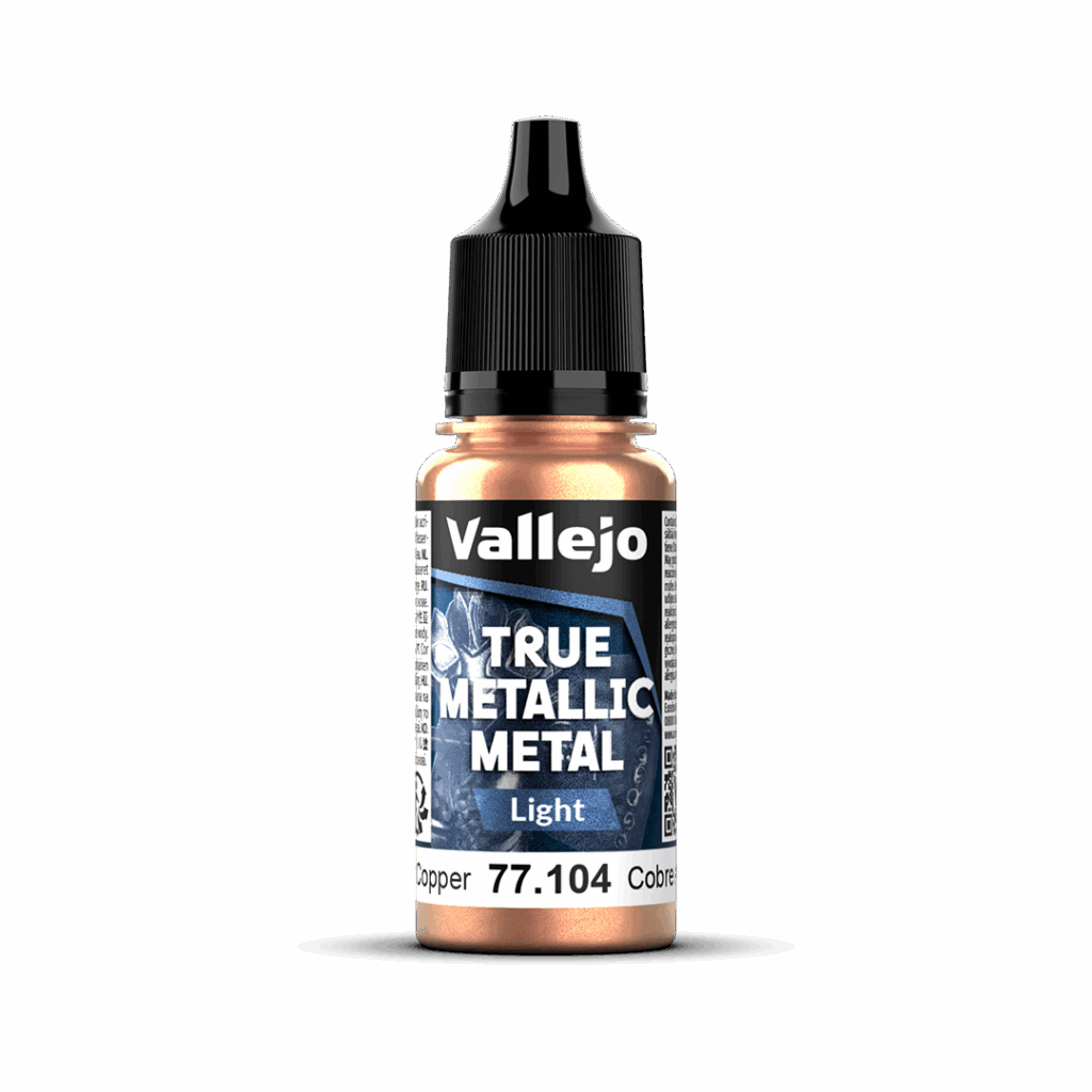 Peinture True Metal LIGHT 104 – Cuivre ancien fait partie de la nouvelle gamme de peintures metalliques de vallejo au rendu parfait au pinceau et à l'aéro