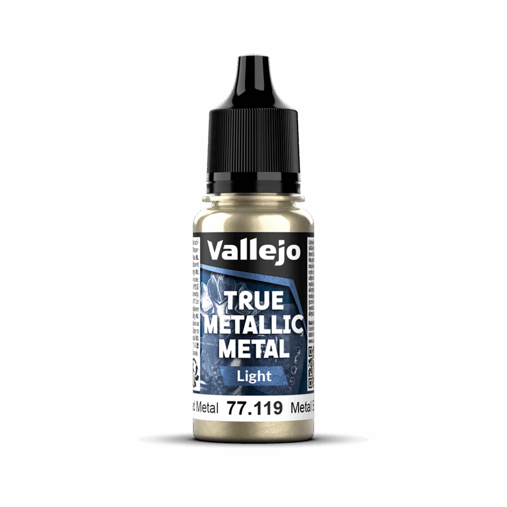 Peinture True Metal LIGHT 119 – Métal vieilli fait partie de la nouvelle gamme de peintures metalliques de vallejo au rendu parfait au pinceau et à l'aéro