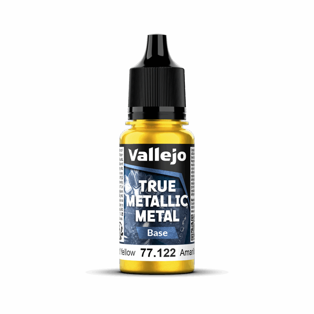 Peinture True BASE 122 – Jaune éclatant fait partie de la nouvelle gamme de peintures metalliques de vallejo au rendu parfait au pinceau et à l'aéro