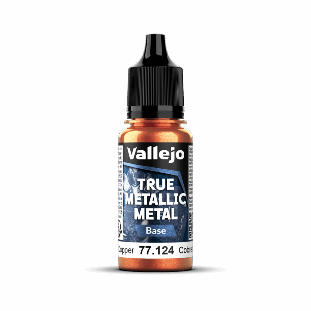 Peinture True BASE 124 – Cuivre ancien fait partie de la nouvelle gamme de peintures metalliques de vallejo au rendu parfait au pinceau et à l'aéro