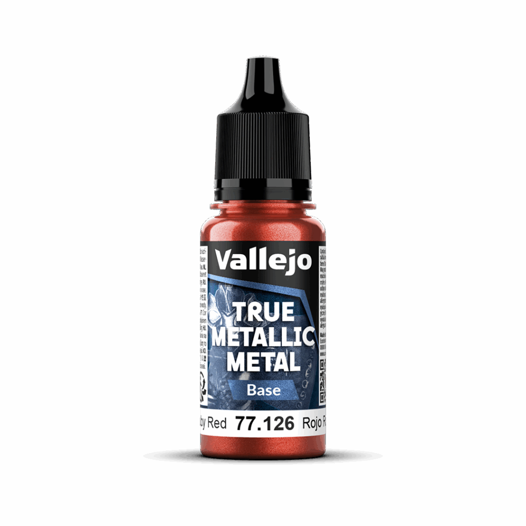 Peinture True BASE 126 – Rouge rubis fait partie de la nouvelle gamme de peintures metalliques de vallejo au rendu parfait au pinceau et à l'aéro