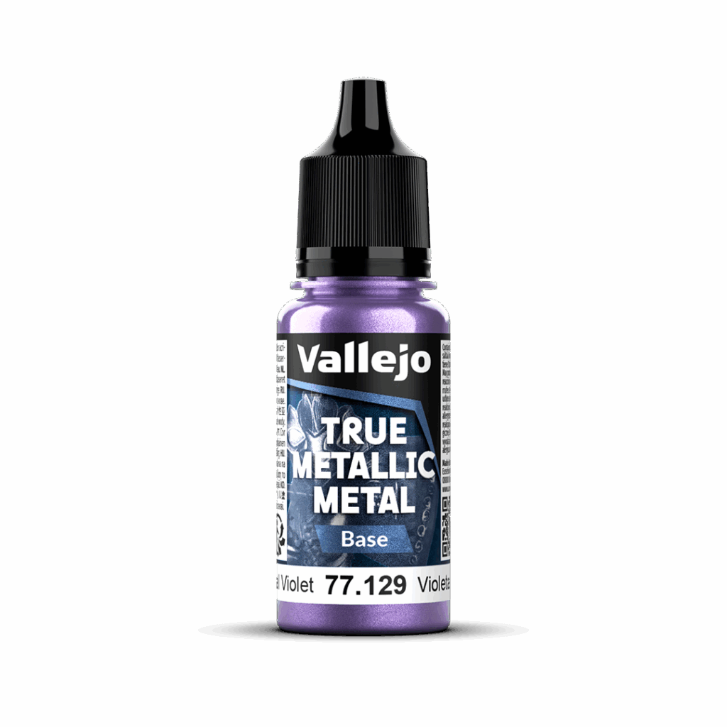 Peinture True BASE 129 – Violet céleste fait partie de la nouvelle gamme de peintures metalliques de vallejo au rendu parfait au pinceau et à l'aéro