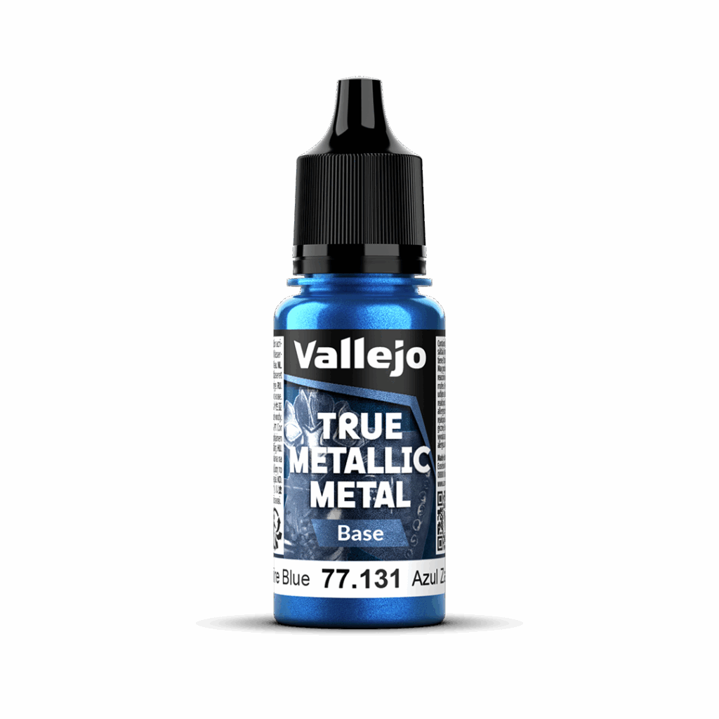 Peinture True BASE 131 – Bleu saphir fait partie de la nouvelle gamme de peintures metalliques de vallejo au rendu parfait au pinceau et à l'aéro