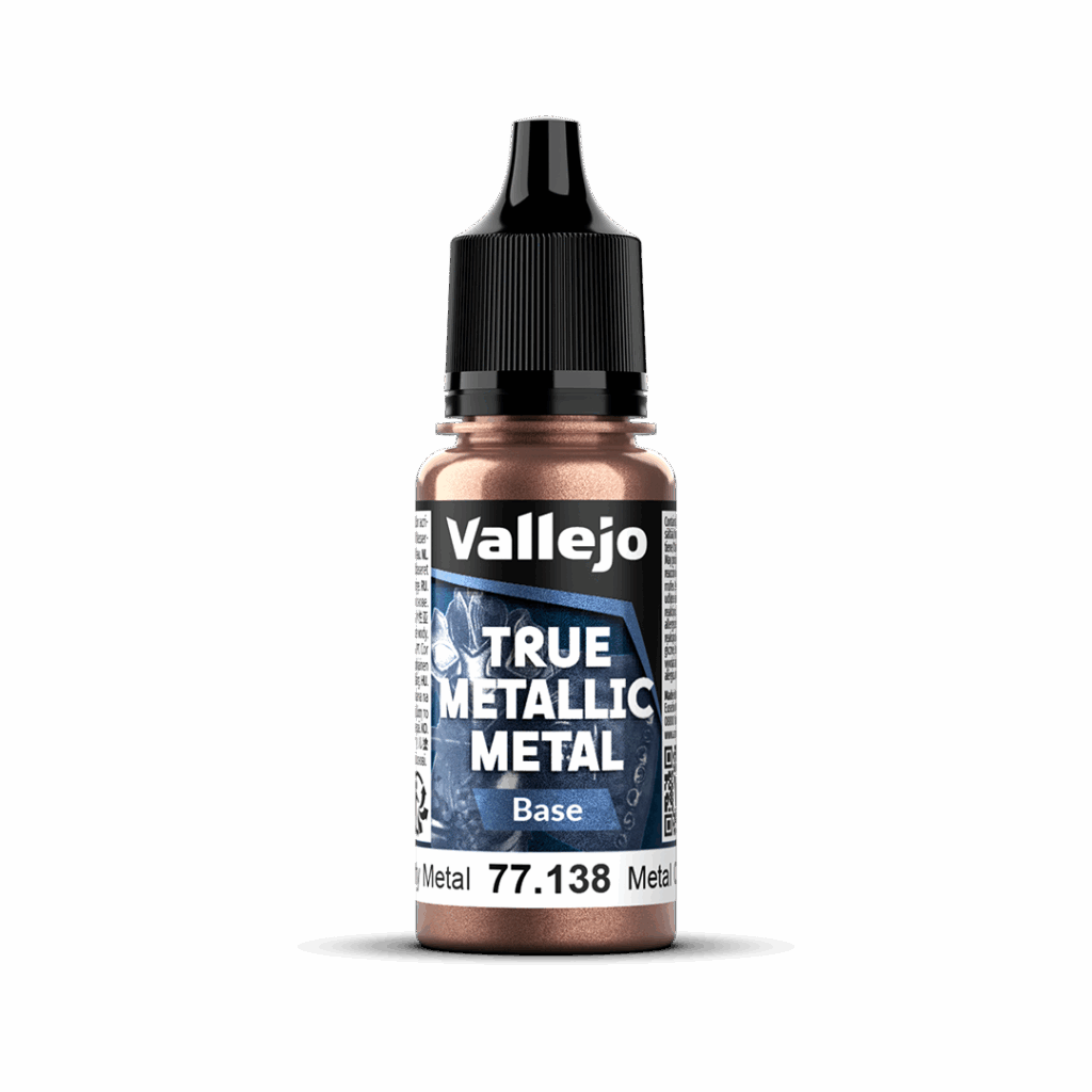 Peinture True Metal BASE 138 – Métal oxydé fait partie de la nouvelle gamme de peintures metalliques de vallejo au rendu parfait au pinceau et à l'aéro