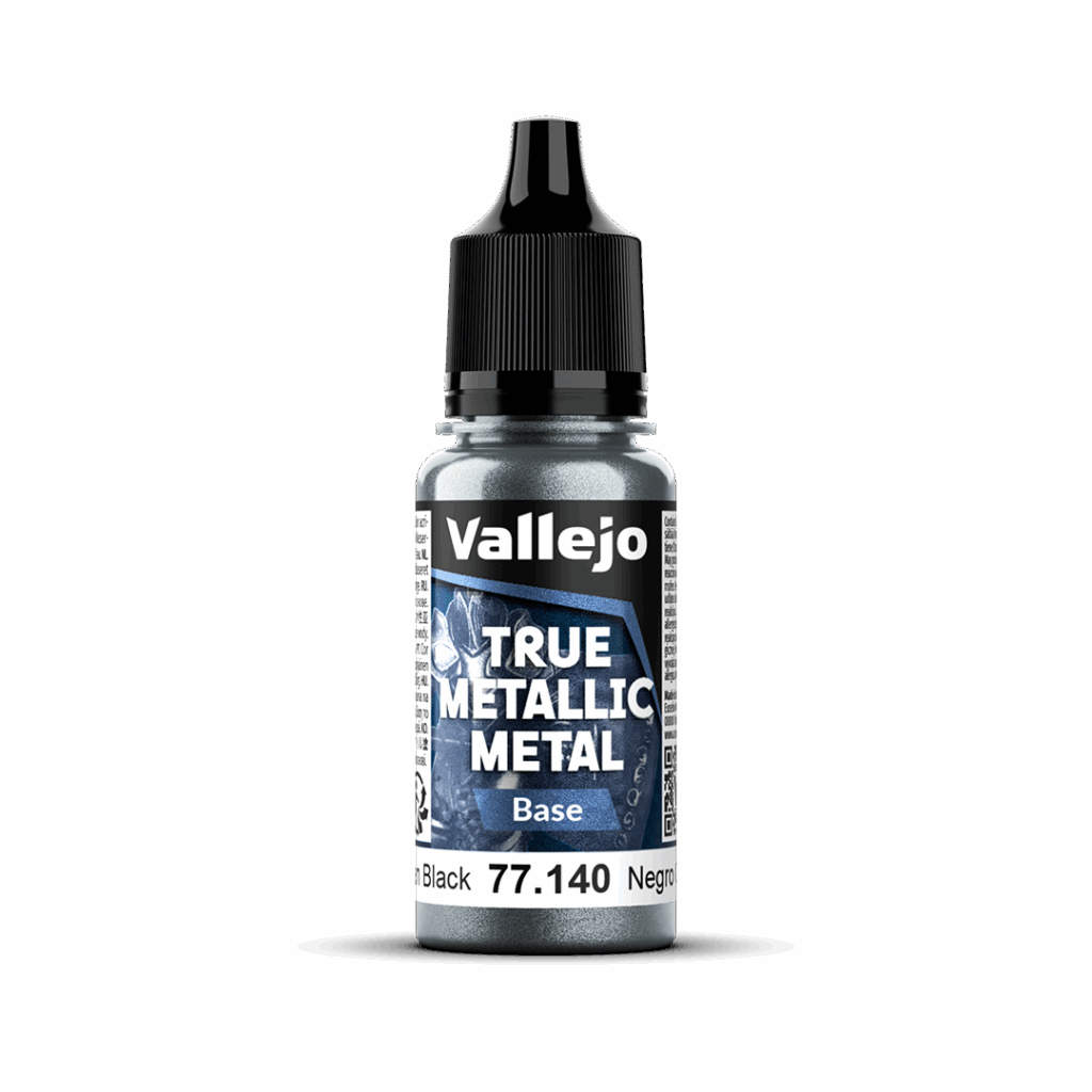 Peinture True BASE 140 – Noir obsidienne fait partie de la nouvelle gamme de peintures metalliques de vallejo au rendu parfait au pinceau et à l'aéro