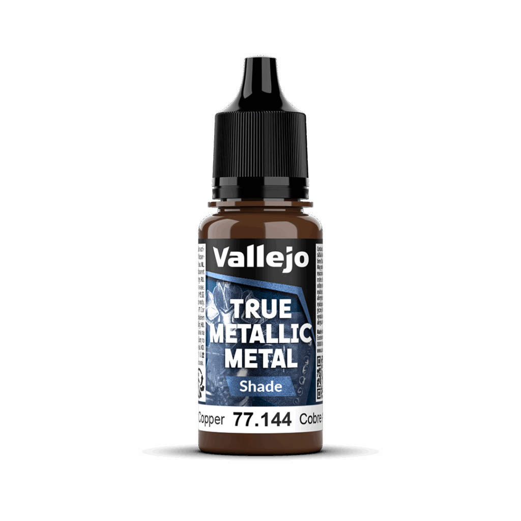 Peinture True Metal SHADE 144 – Cuivre ancien fait partie de la nouvelle gamme de peintures metalliques de vallejo au rendu parfait au pinceau et à l'aéro