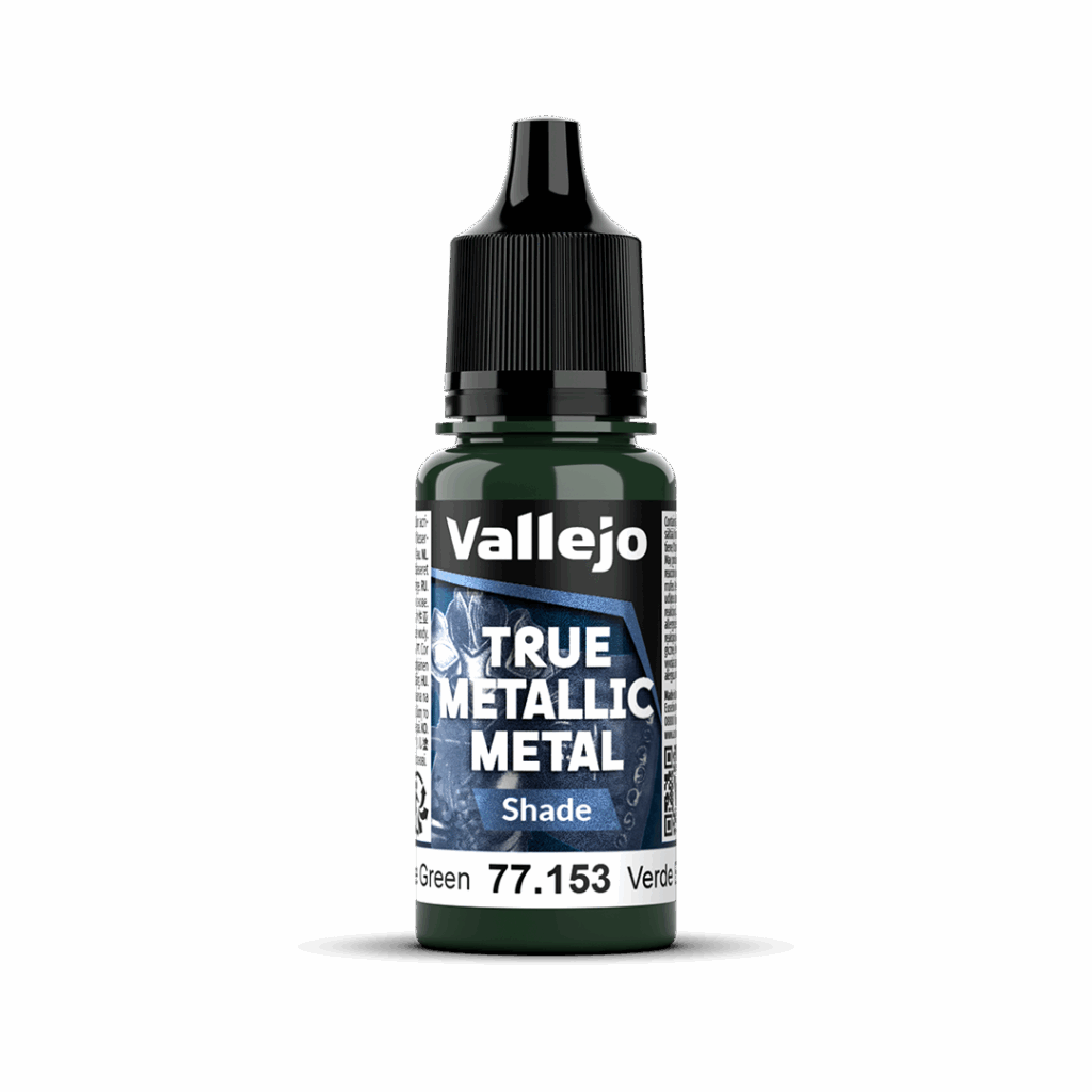 Peinture True Metal SHADE 153 – Vert scarabée fait partie de la nouvelle gamme de peintures metalliques de vallejo au rendu parfait au pinceau et à l'aéro