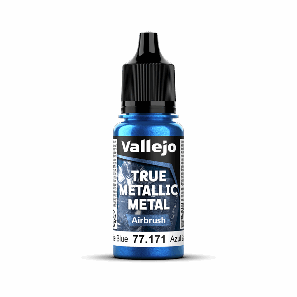 Peinture True Metal AIRBRUSH 171 – Bleu saphir fait partie de la nouvelle gamme de peintures metalliques de vallejo au rendu parfait au pinceau et à l'aéro
