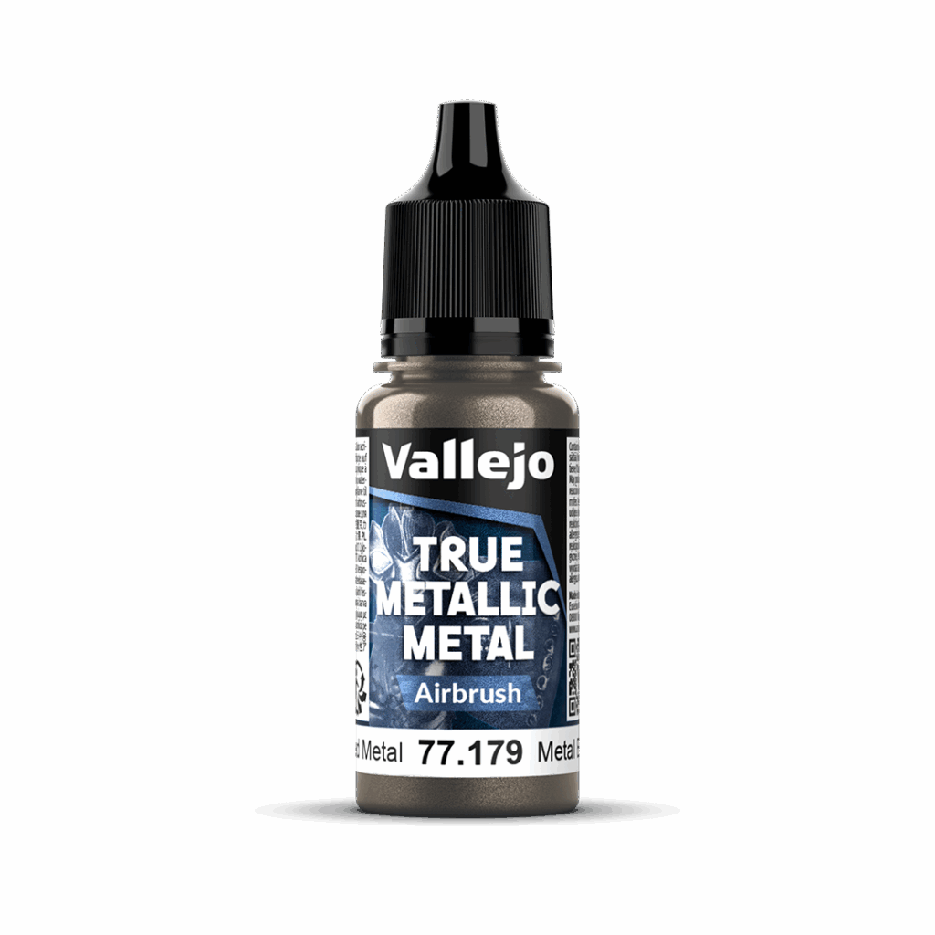 Peinture True Metal AIRBRUSH 179 – Métal vieilli fait partie de la nouvelle gamme de peintures metalliques de vallejo au rendu parfait au pinceau et à l'aéro