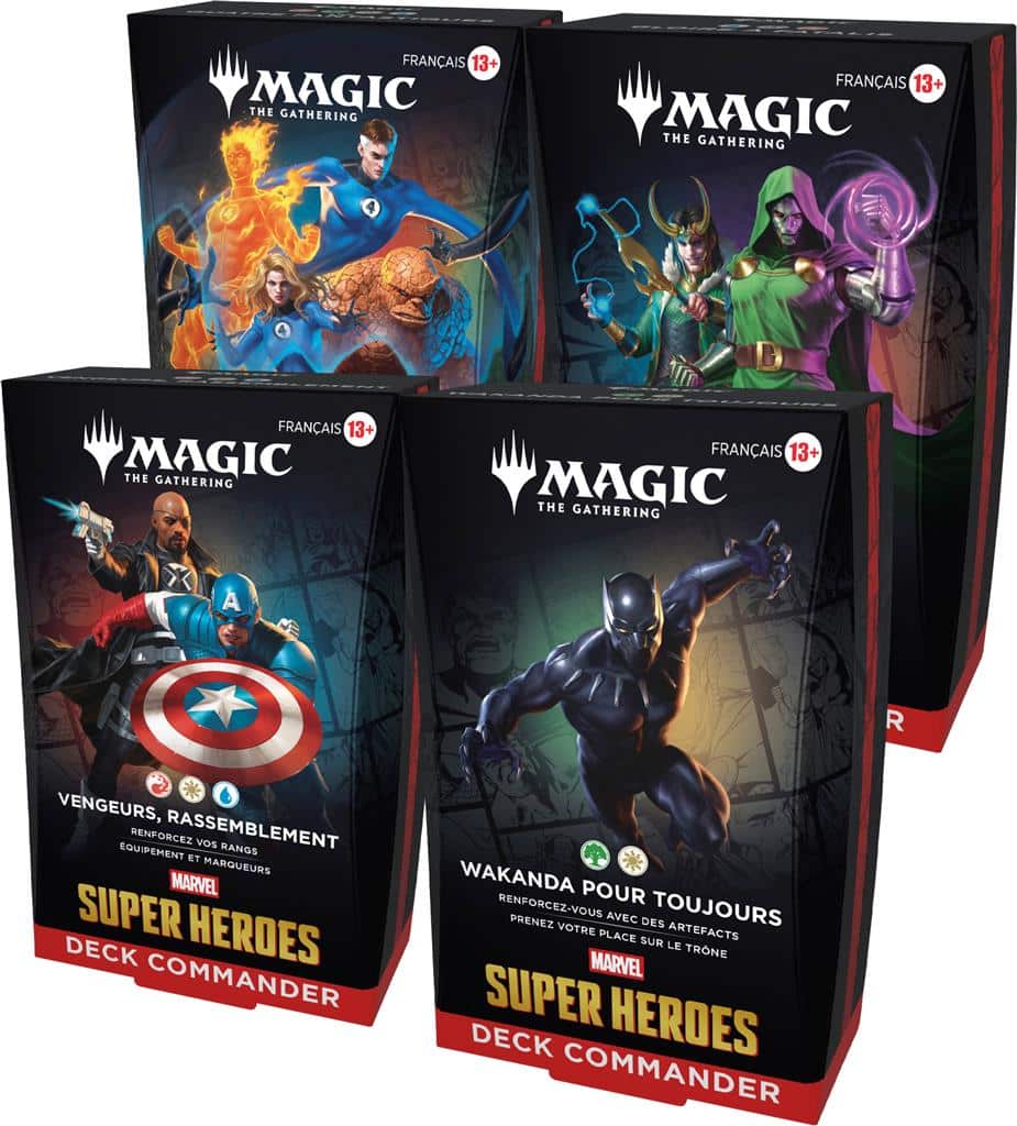 Découvrez Marvel Super Heroes Play Lot de 4 commanders qui accompagne cette nouvelle édition de Magic dans l'univers de Marvel
