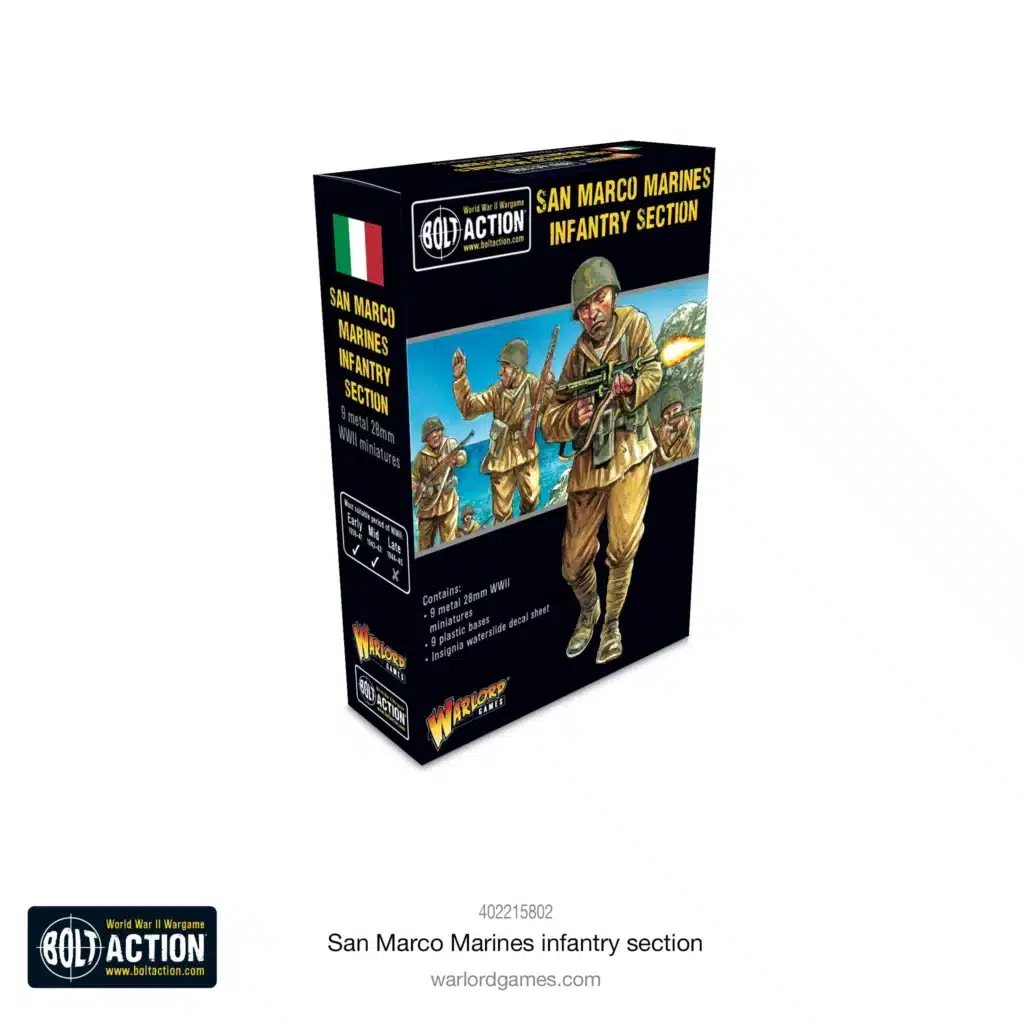 Bolt Action Italian San Marco Marines Infantry Section vous permettent de revivre la bataille emblématique de la deuxieme guerre mondiale