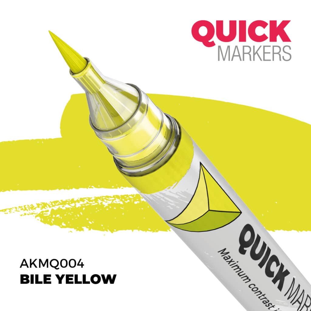 Découvrez Bile Yellow Quick Marker, une gamme de peinture wash d'exceptions pour vos figurines d'exceptions