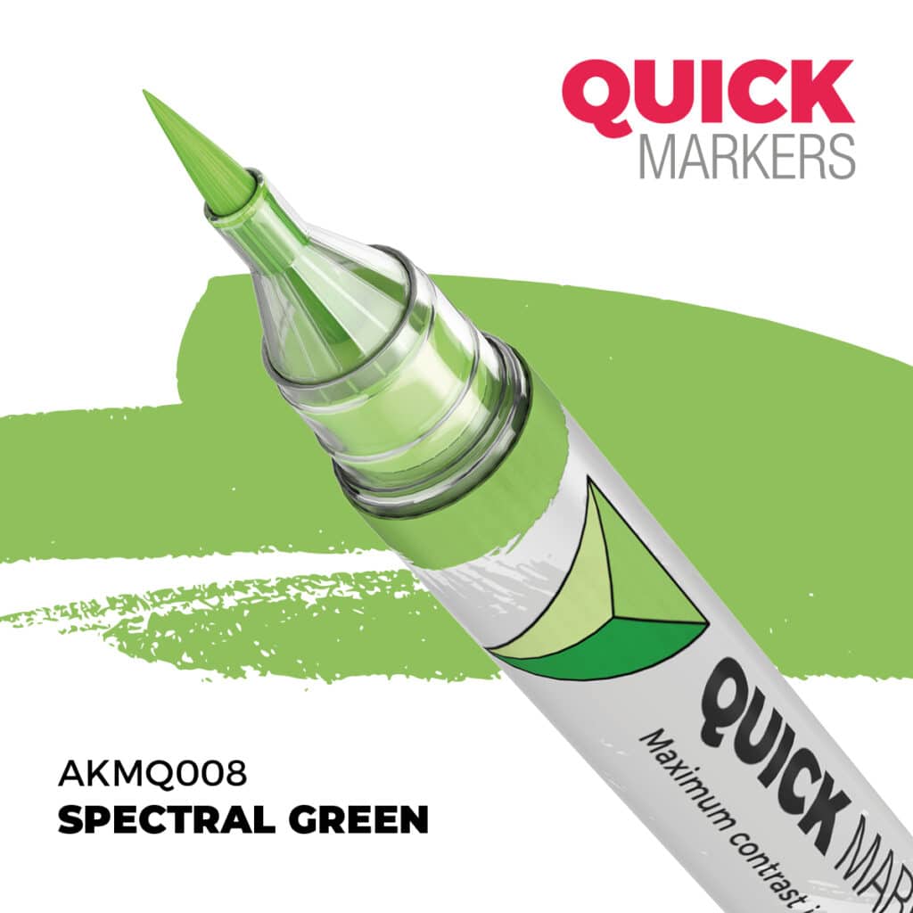 Découvrez Spectral Green Quick Marker , une gamme de peinture wash d'exceptions pour vos figurines d'exceptions