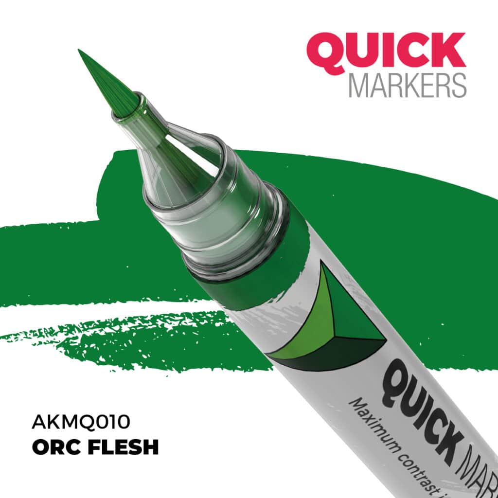 Découvrez Orc Flesh Quick Marker, une gamme de peinture wash d'exceptions pour vos figurines d'exceptions