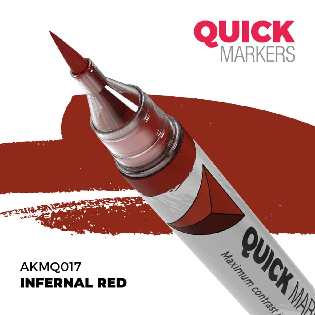 Découvrez Infernal Red Quick Marker, une gamme de peinture wash d'exceptions pour vos figurines d'exceptions