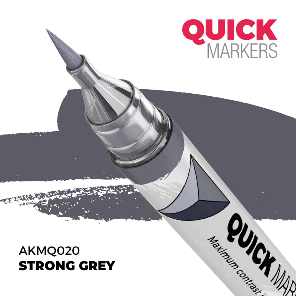 Découvrez Strong grey Quickmarker , une gamme de peinture wash d'exceptions pour vos figurines d'exceptions