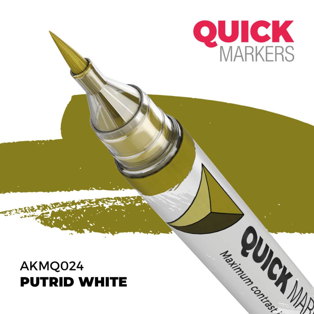 Découvrez Putrid White Quickmarker , une gamme de peinture wash d'exceptions pour vos figurines d'exceptions