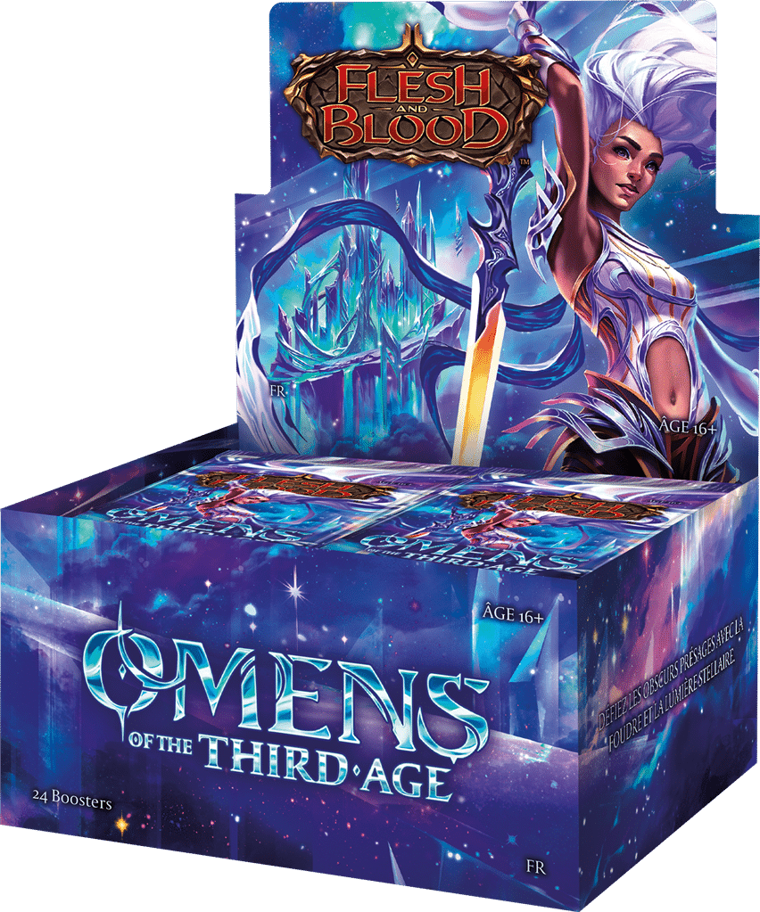 Découvrez Flesh and Blood - Display Omens of the Third Age VF , une nouvelle façon de jouer à notre super jeu de cartes Flesh and Blood, ce superbe TCG