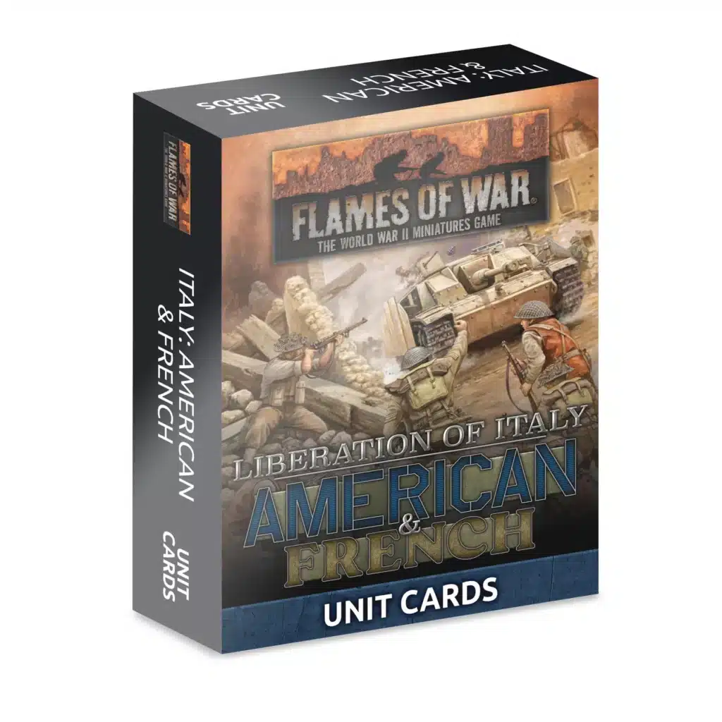 Flames of War: Liberation of Italy - American and French Unit Card Pack fait partie des nouveautés de battlefront sur la fin de guerre à l'echelle de 10mm