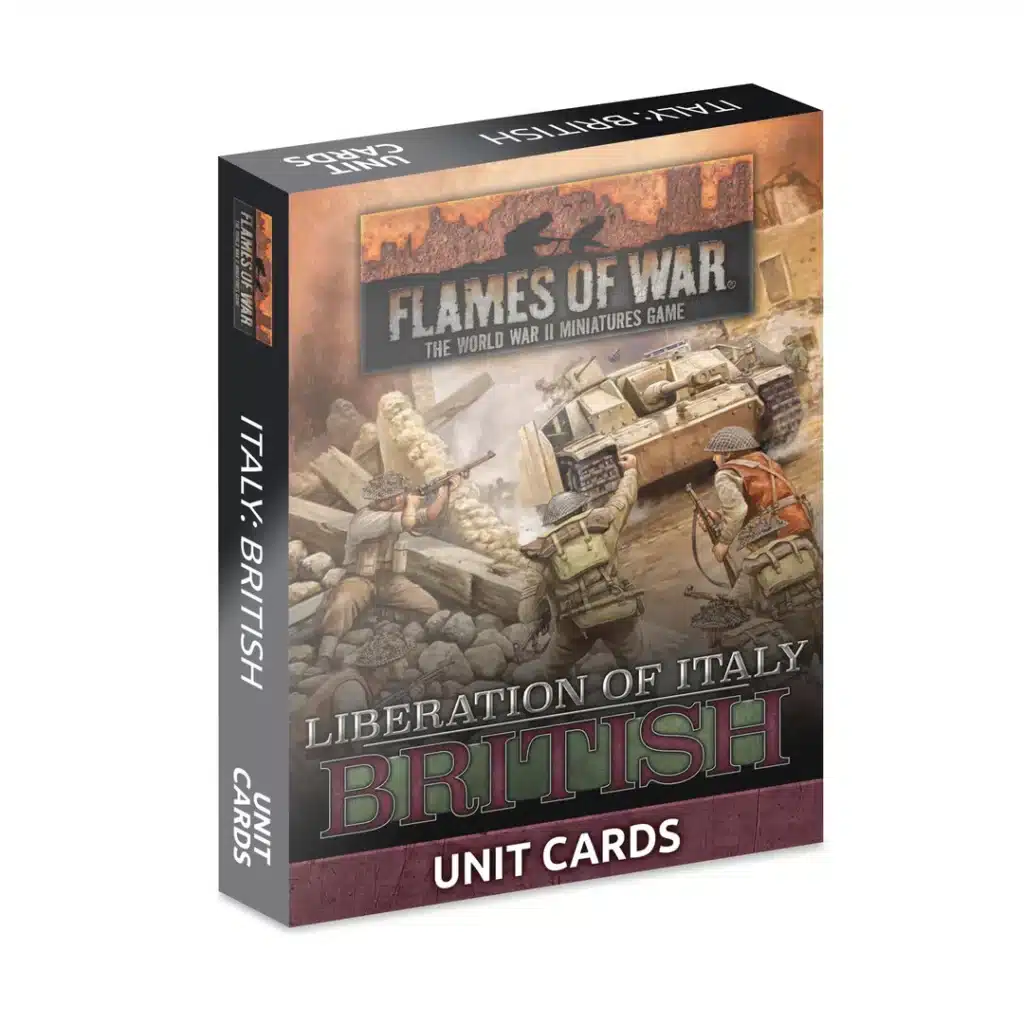 Flames of War: Liberation of Italy - British Unit Card Pack fait partie des nouveautés de battlefront sur la fin de guerre à l'echelle de 10mm