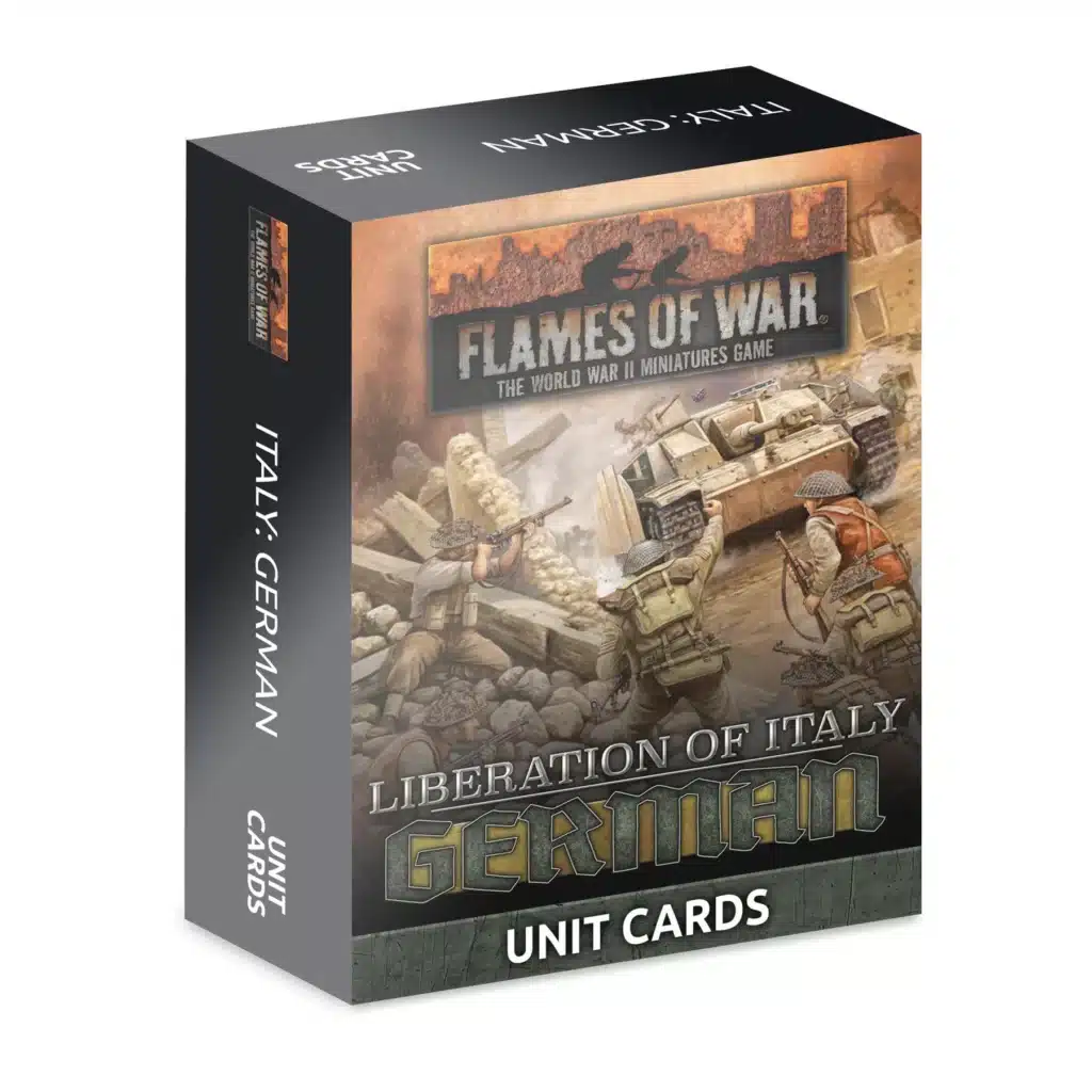 Flames of War: Liberation of Italy - German Unit Card Pack (89 cards) fait partie des nouveautés de battlefront sur la fin de guerre à l'echelle de 10mm